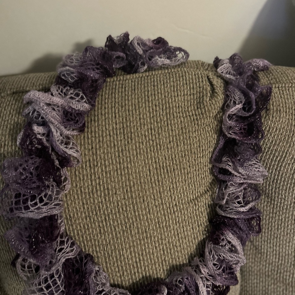 Purple Ruffled Knit Scarf